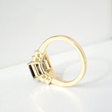 Teal Sapphire Diamond Art Deco Style Ring