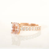 Peach Sapphire Diamond Band Rose Gold Engagement Ring