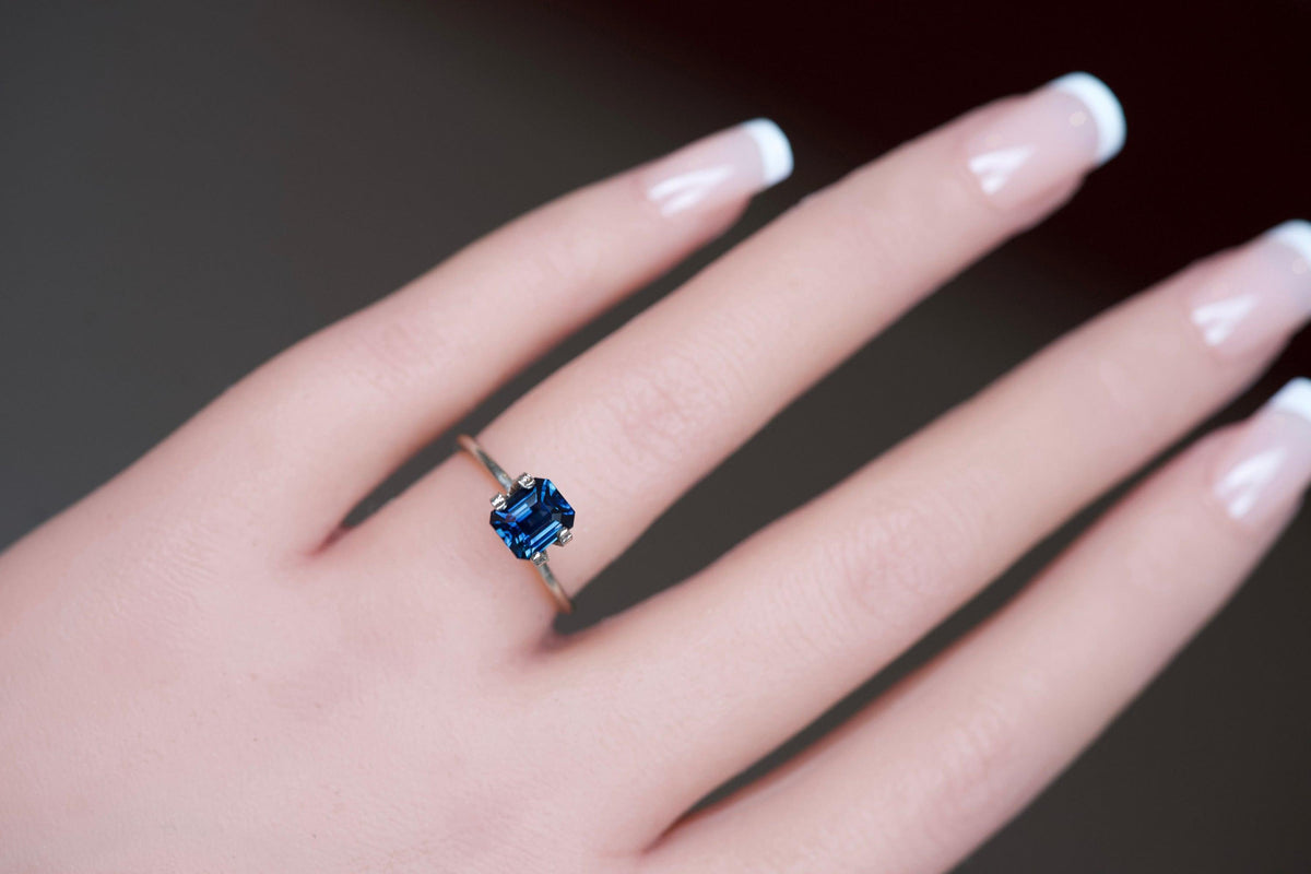 Greenish Blue Emerald Cut Madagascar Sapphire