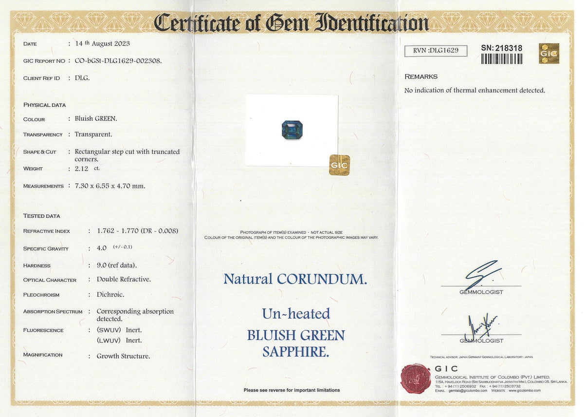 2.12 ct Teal Sapphire Emerald Cut Natural Unheated Gemstones
