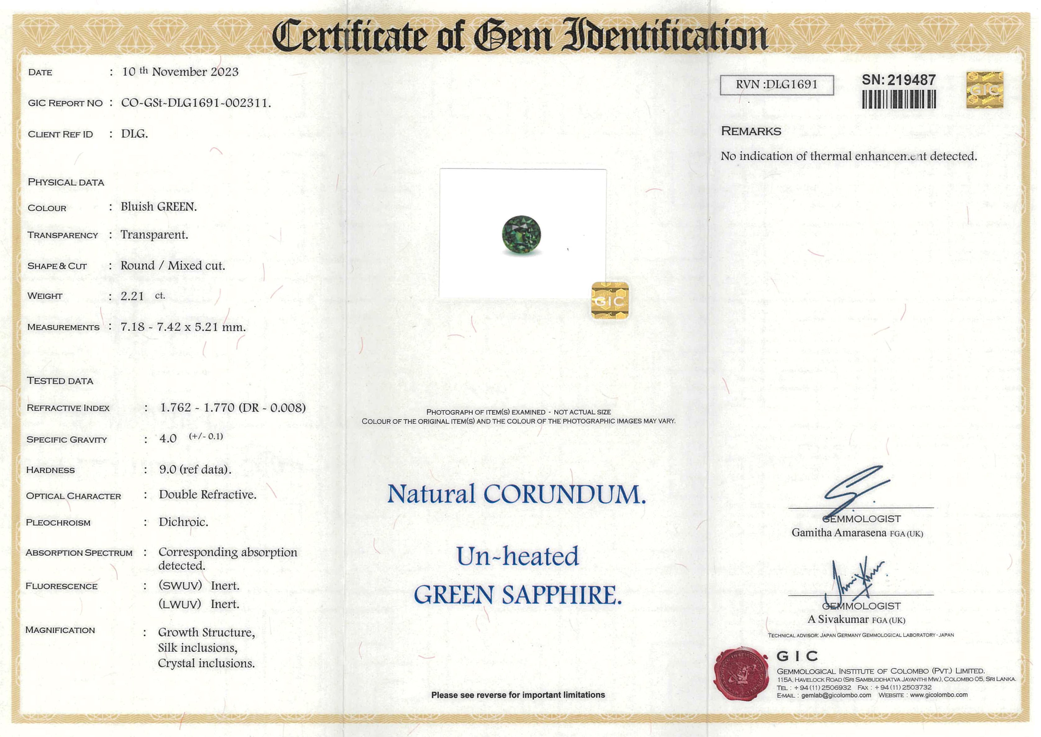 2.21 ct Steel Blue Sapphire Round Shape Natural Unheated Gem