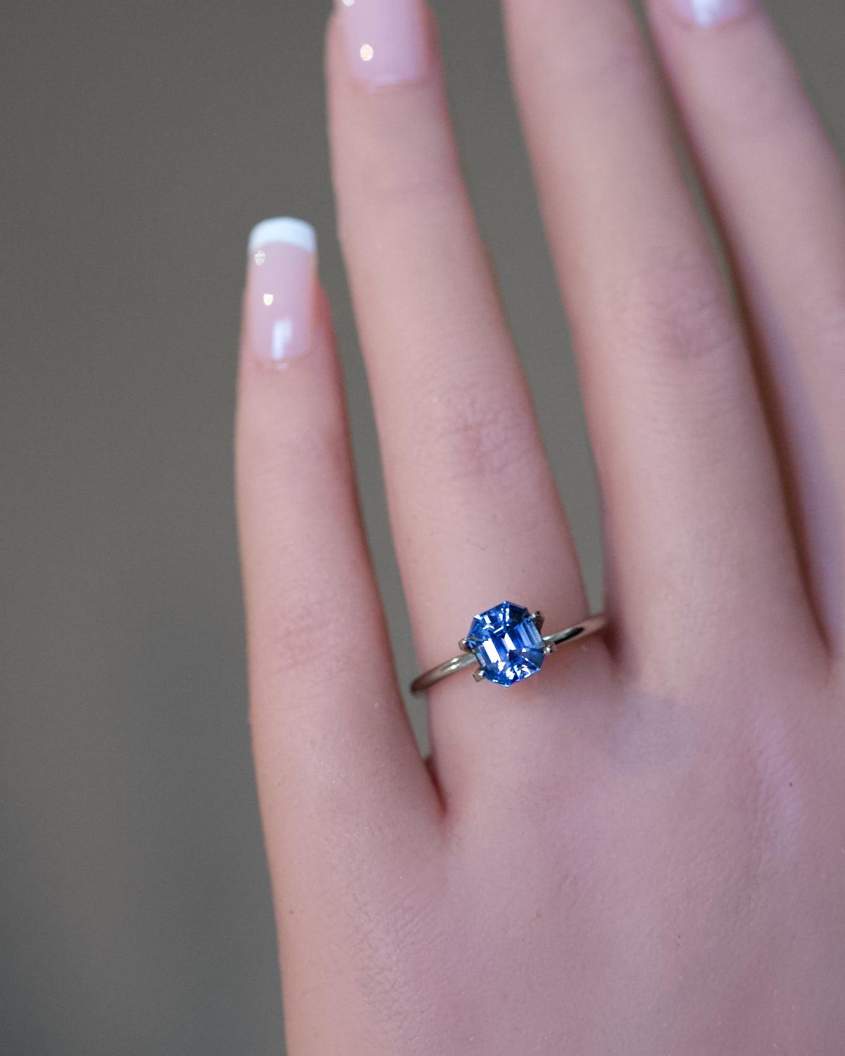 2.13 ct Cornflower Blue Sapphire Emerald Cut Natural Unheated