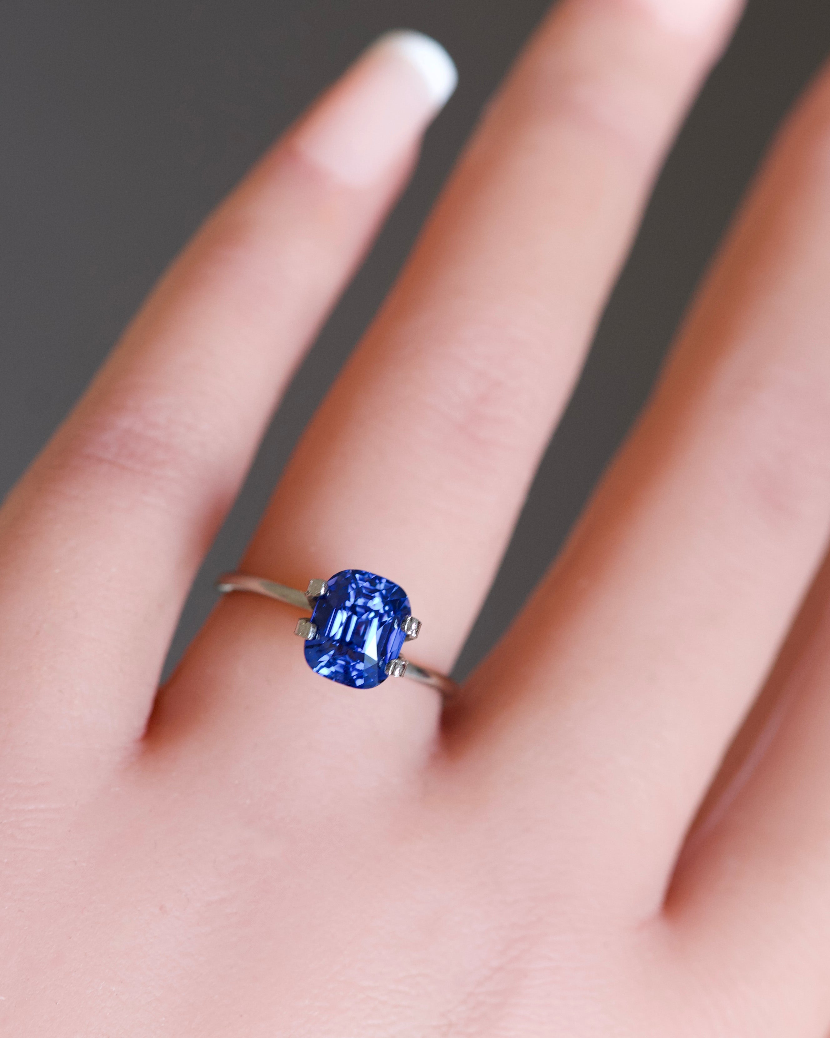 3.50 ct Vivid Blue Ceylon Sapphire Cushion Cut Heated GIA Certified Gem