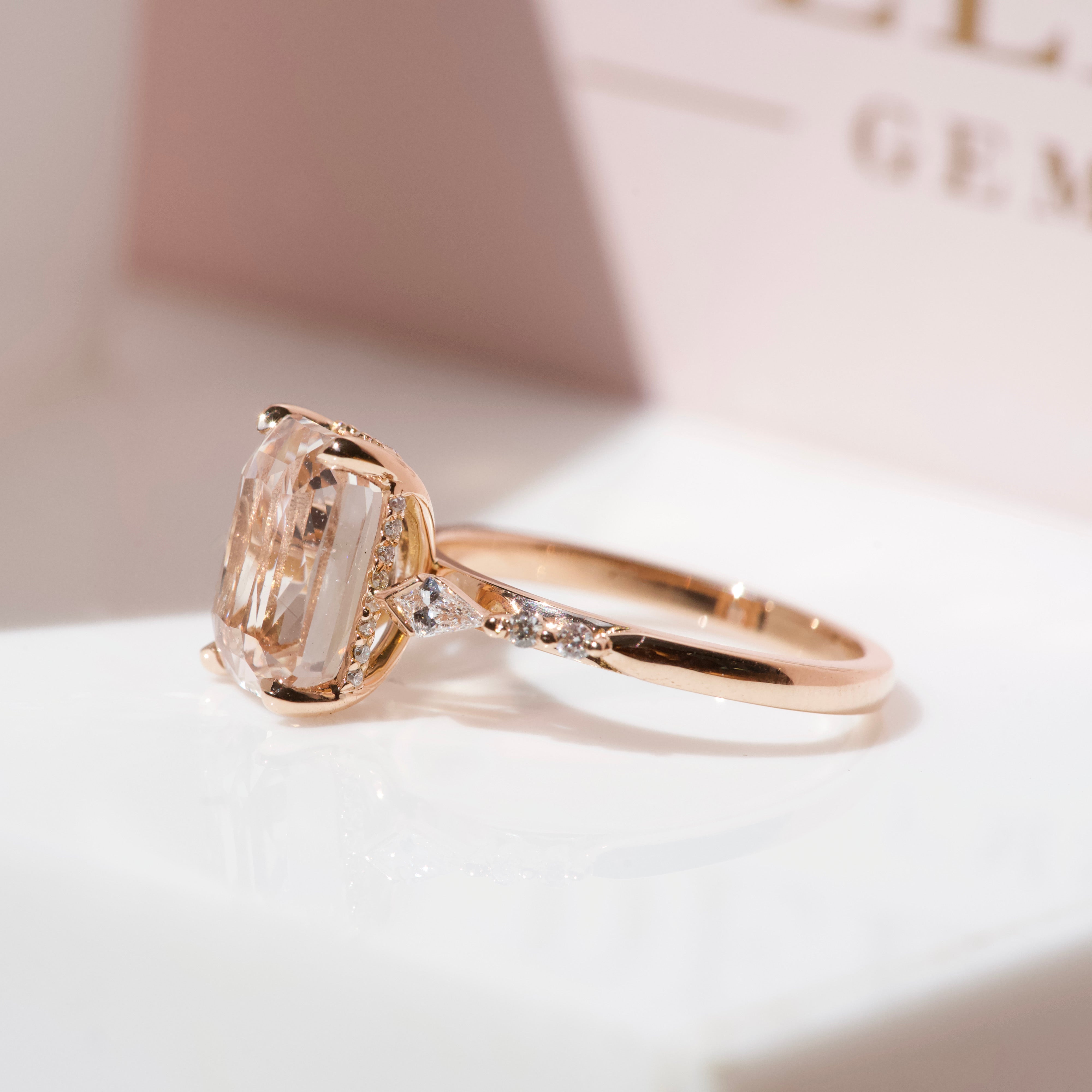 Champagne Sapphire Hidden Diamond Halo Engagement Ring