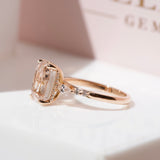 Champagne Sapphire Hidden Diamond Halo Engagement Ring