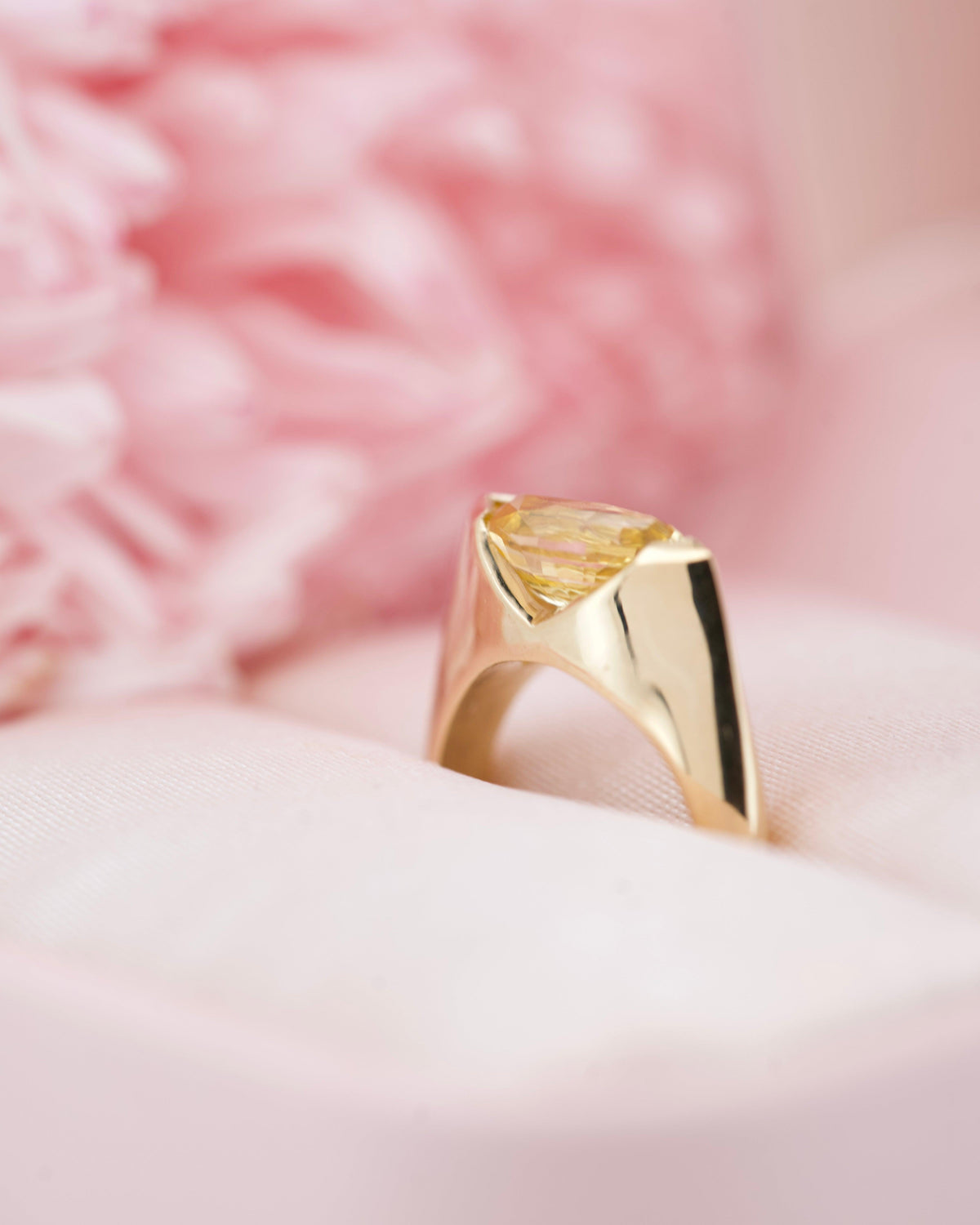 Marquise Yellow Sapphire Solitaire Signet Ring