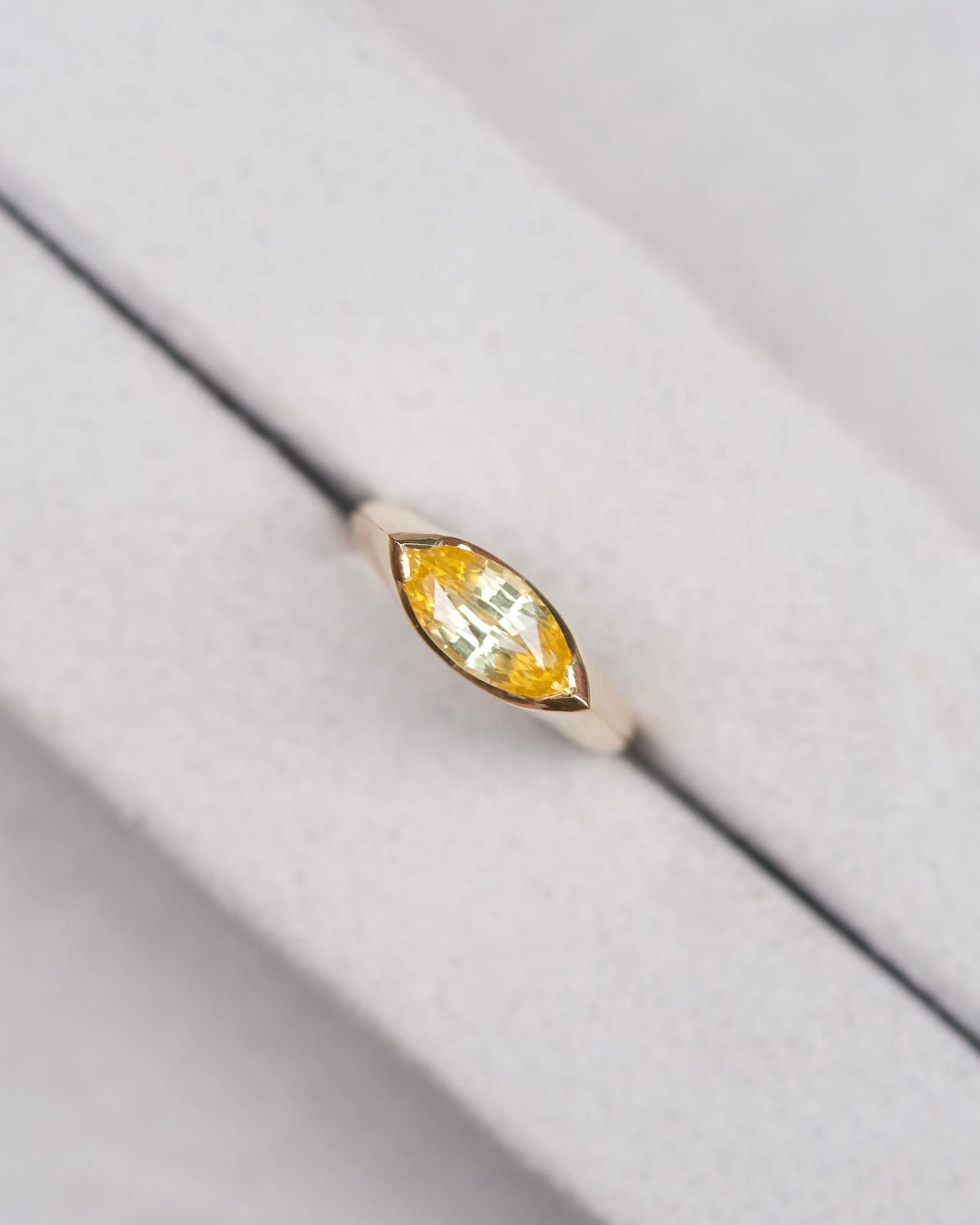 Marquise Yellow Sapphire Solitaire Signet Ring
