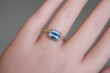 Unheated Emerald Cut Blue Sapphire Two-Tone Engagement Ring