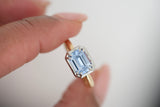 Unheated Emerald Cut Blue Sapphire Two-Tone Engagement Ring