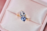 Blue & White Sapphire Trillion Toi et Moi Engagement Ring
