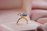 Blue & White Sapphire Trillion Toi et Moi Engagement Ring
