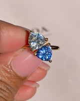 Blue & White Sapphire Trillion Toi et Moi Engagement Ring