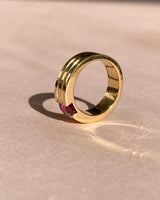 Emerald Cut Ruby Yellow Gold Band Ring