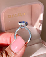 Emerald Cut Cornflower Blue Ceylon Sapphire Engagement Ring