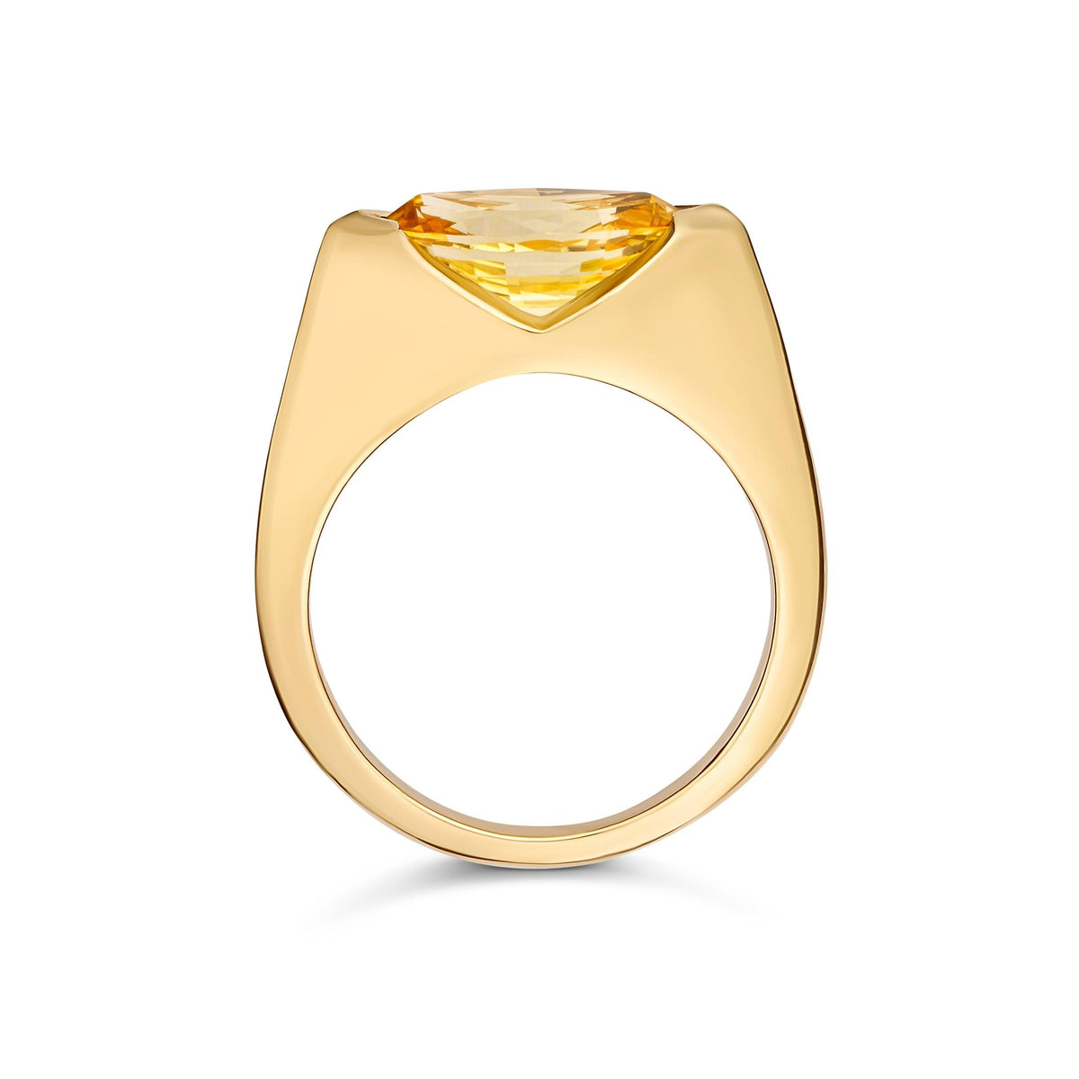 Marquise Yellow Sapphire Solitaire Signet Ring
