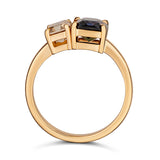 Unheated sapphire and champagne diamond two-stone ring