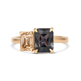 Madagascar sapphire and champagne diamond Toi et Moi ring