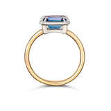 Blue sapphire modern two-tone ring in gold and platinum
