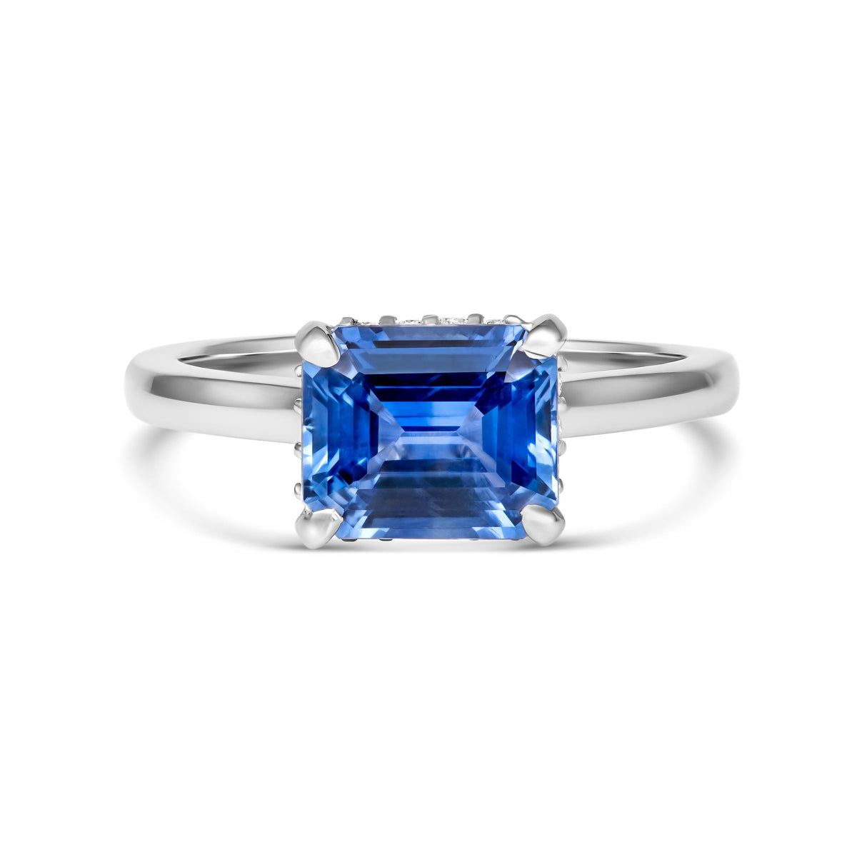 cornflower blue Ceylon sapphire engagement ring