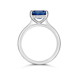 Blue sapphire platinum engagement ring with diamond detail