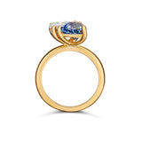 Trillion sapphire two-stone ring in yellow gold