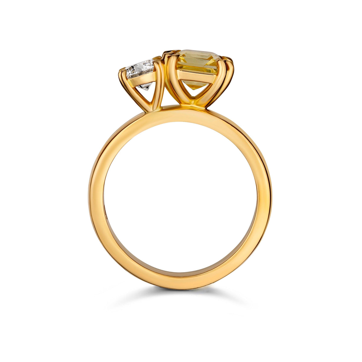 Ceylon yellow sapphire diamond ring side view
