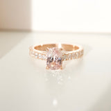 Peach Sapphire Diamond Band Rose Gold Engagement Ring