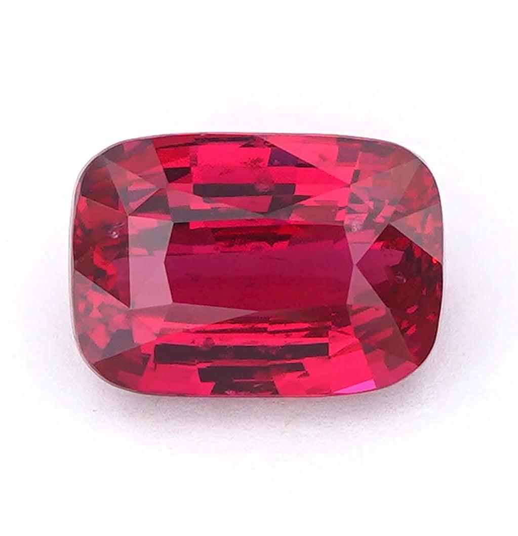 1.50 ct Red Ruby GIA Certified Unheated Cushion Cut Gemstone