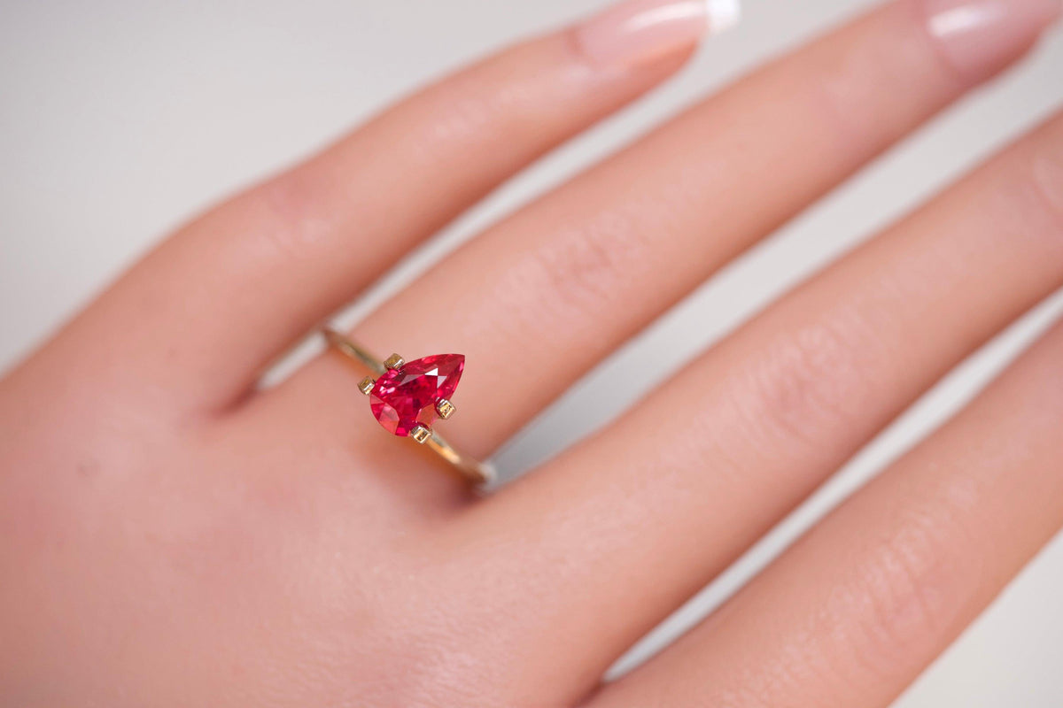 2.00 ct Purplish Red Ruby GIA Certified Unheated Pear Cut Gem
