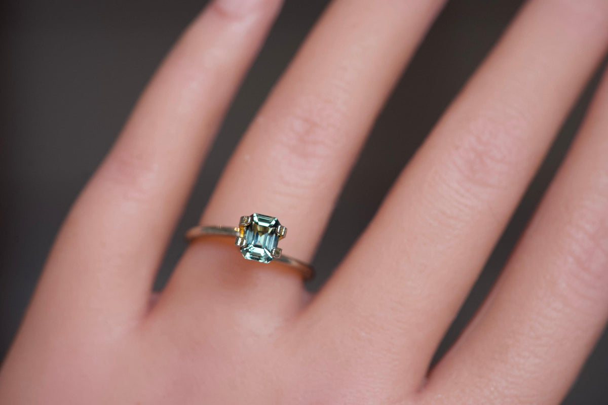 Green Emerald Cut Madagascar Sapphire Gem