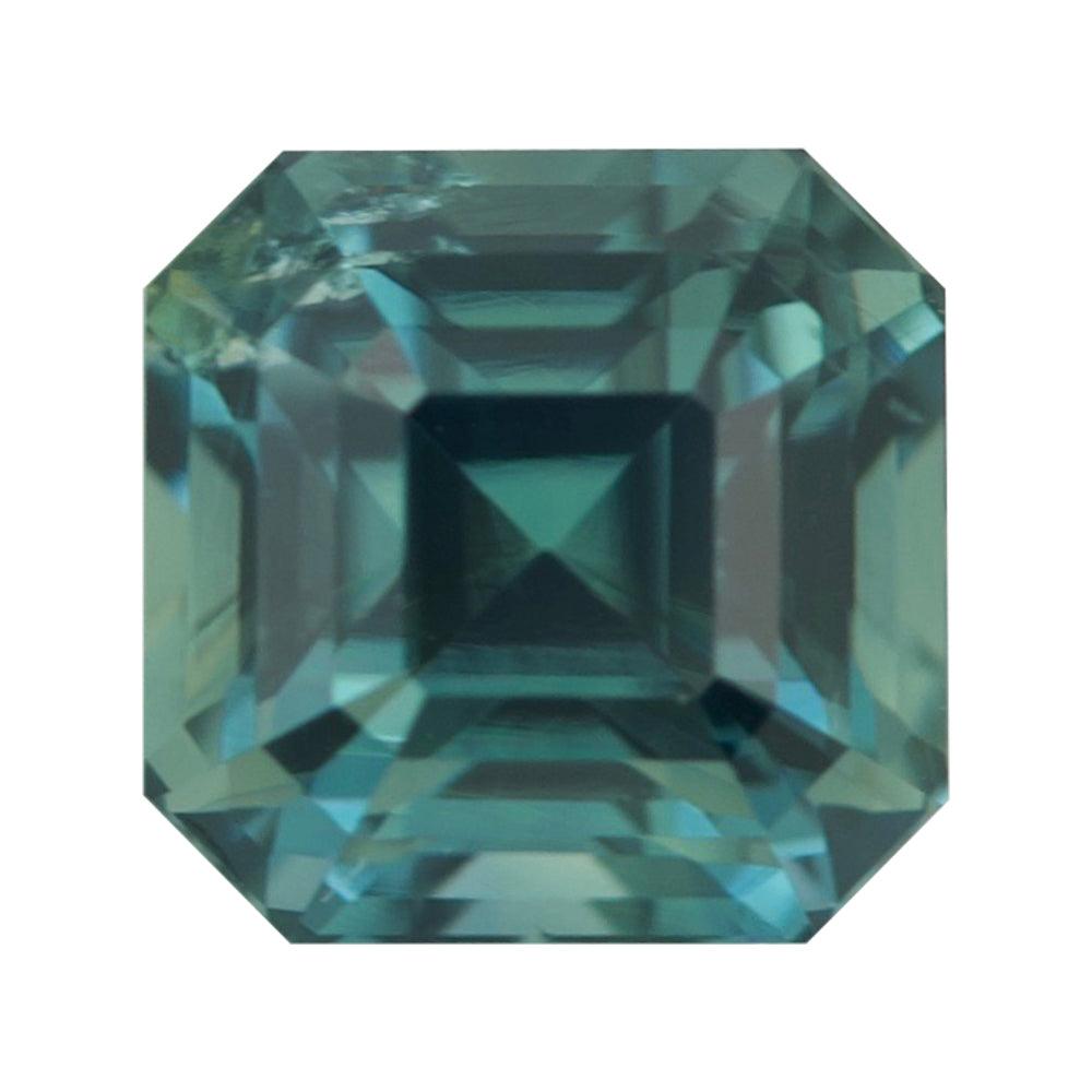 1.09 ct Bluish Green Square Step Cut Heated Gem