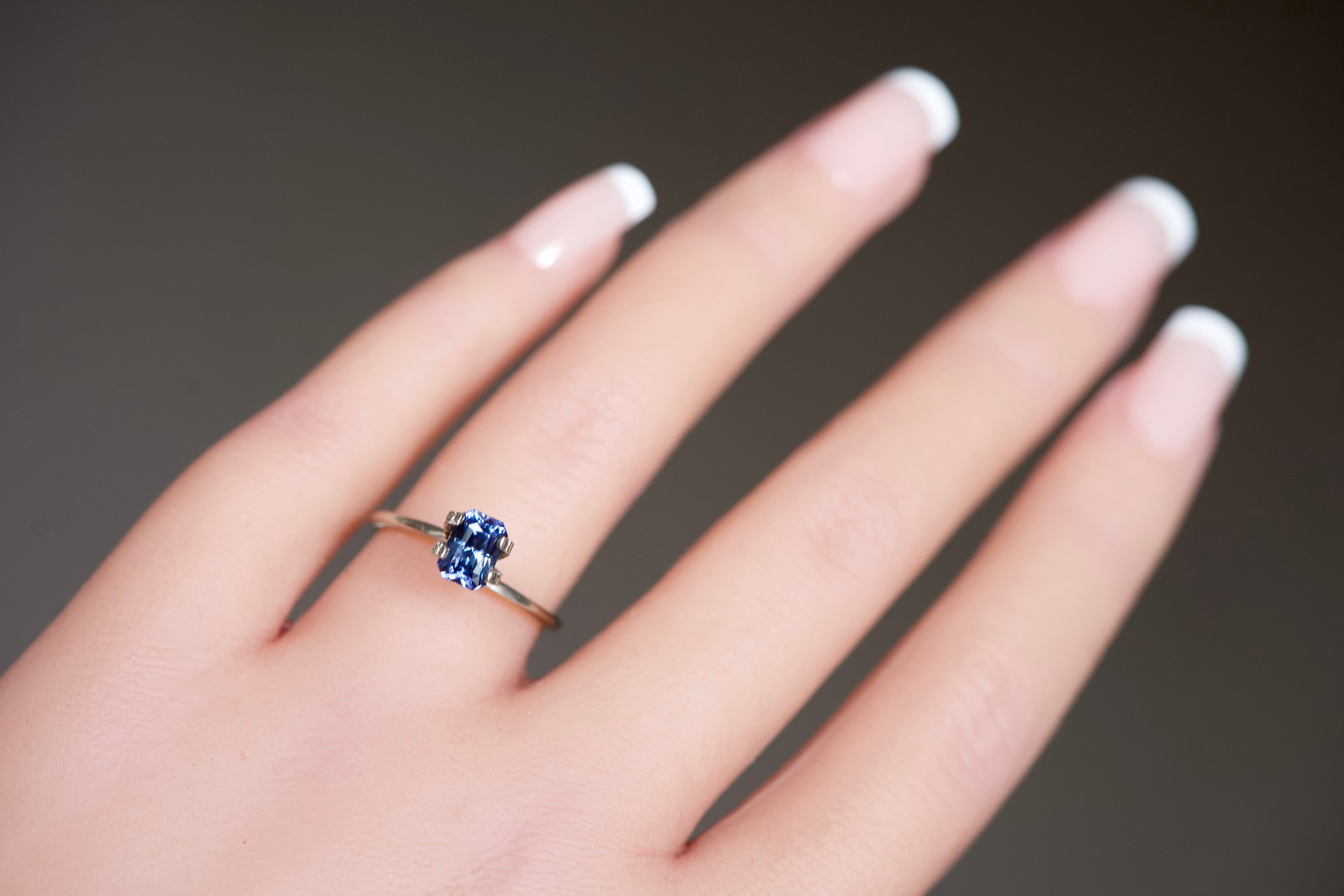 rectangular mixed cut blue sapphire gem