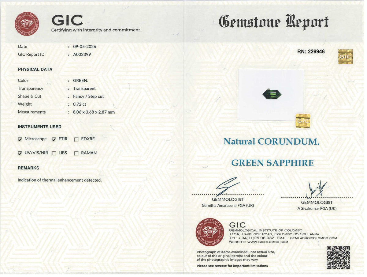 0.72 ct Fancy Cut Green Sapphire Heated Madagascar Gemstone