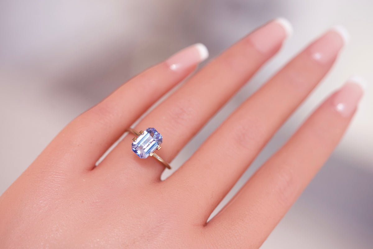 3.55 ct Medium Blue Sapphire GIA Certified Heated Emerald Cut Gemstone