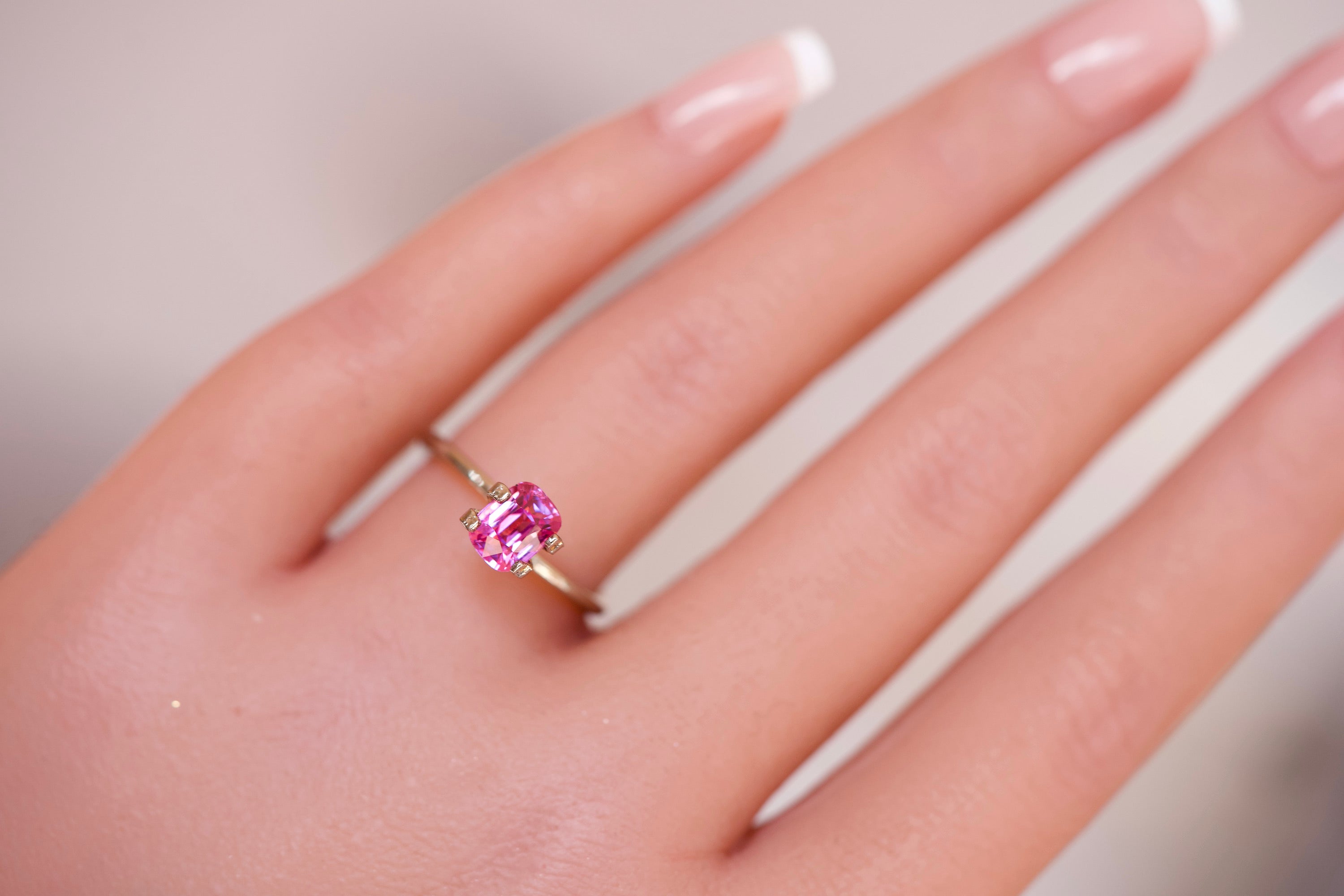 1.68 ct Vivid Pink Sapphire GIA Certified Unheated Cushion Cut Gem