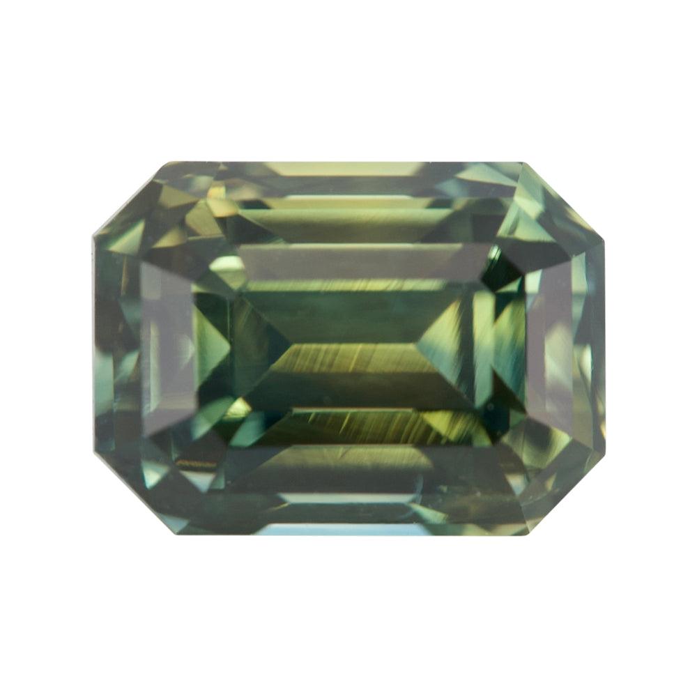 3.67 ct Greenish Yellow Sapphire GIA Certified Unheated Emerald Cut Gemstone