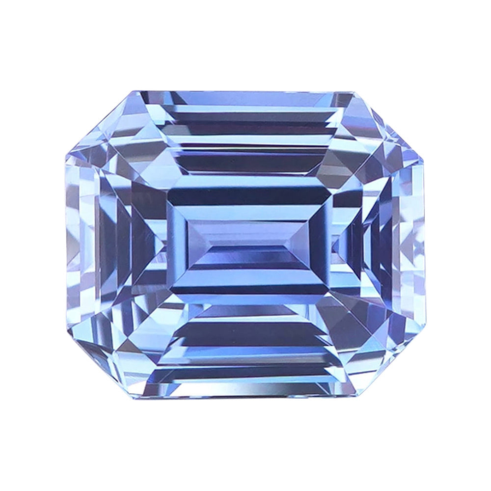 4.18 ct Vivid Sky blue Sapphire GIA Certified Unheated Emerald Cut Gemstone