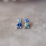 STARLET Blue-Green Sapphire Stud Earrings 9k White Gold