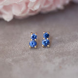 STARLET Blue Sapphire Stud Earrings 9k Yellow Gold