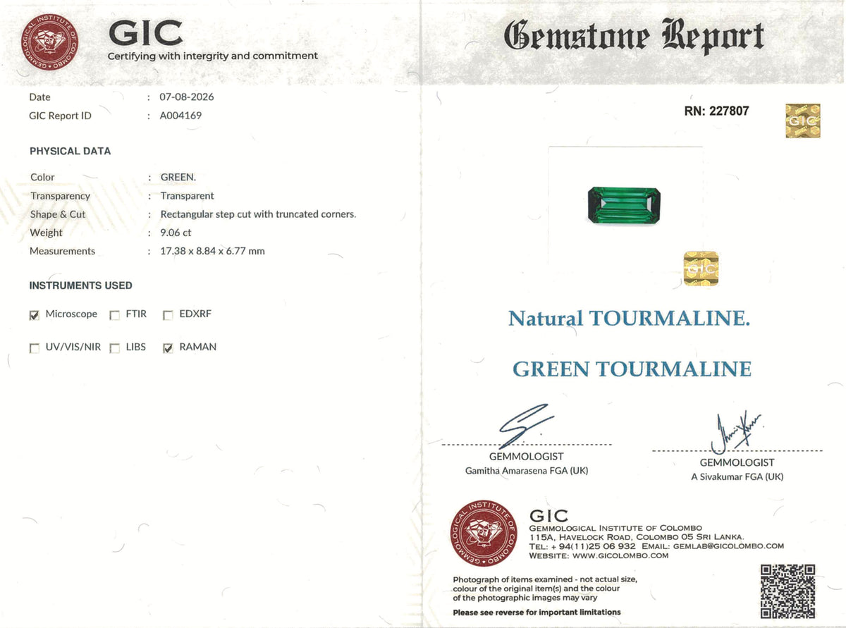 9.06 ct Emerald Cut Teal Tourmaline Gemstone