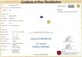 Certificate Cushion Purple Sapphire from Madagascar