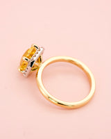 Unheated Yellow Sapphire Square Cut Halo Ring