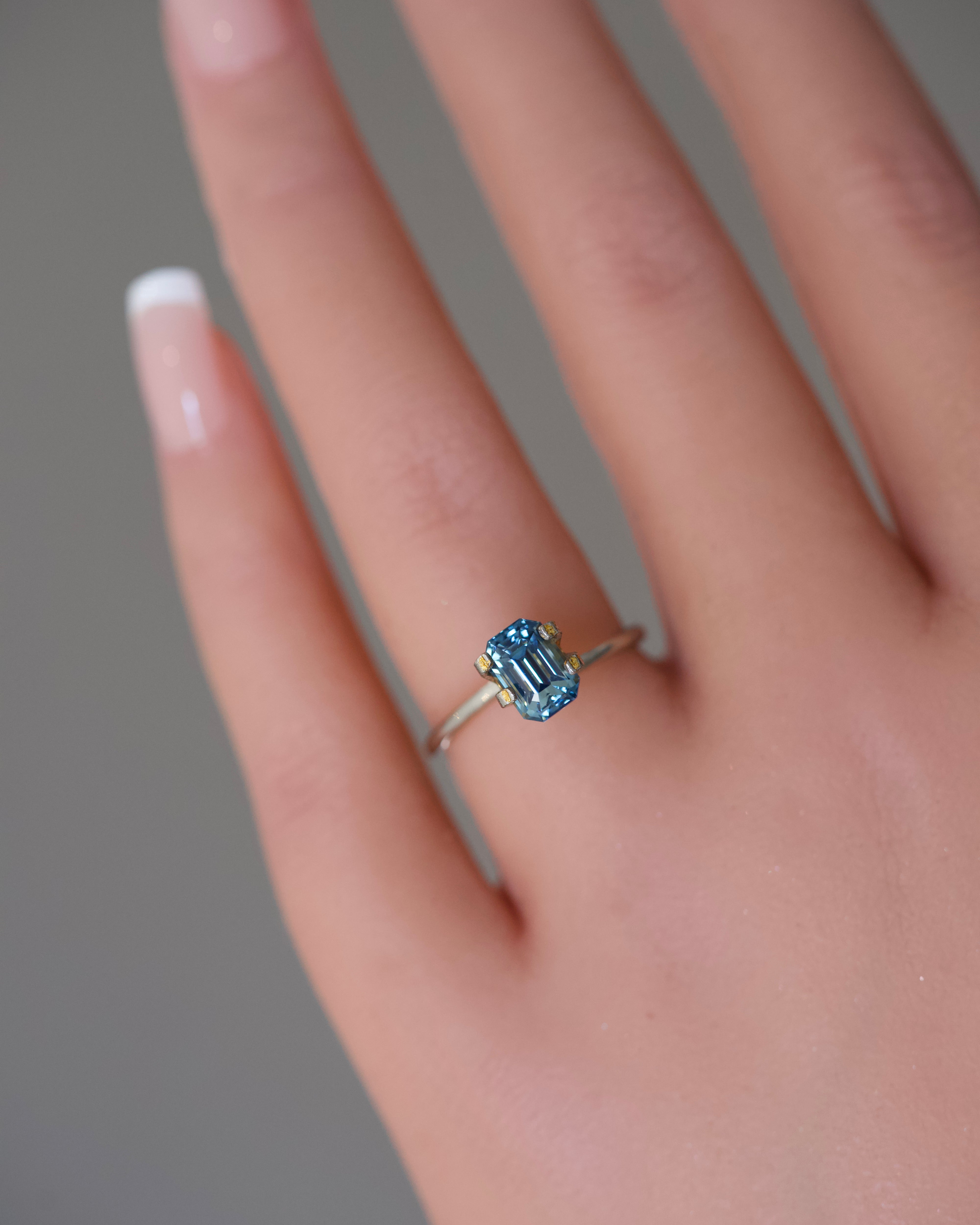 2.09 ct Aqua Blue Emerald Cut Ceylon Sapphire Unheated Gemstone