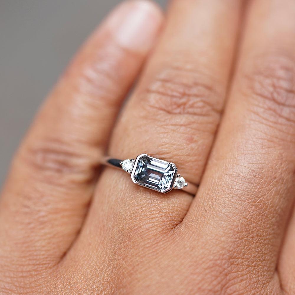 Light Grey Sapphire Trilogy Ring