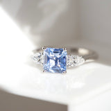 Sky Blue Ceylon Sapphire Trilogy Engagement Ring