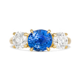 Vivid Blue Sapphire Diamond Trilogy Ring