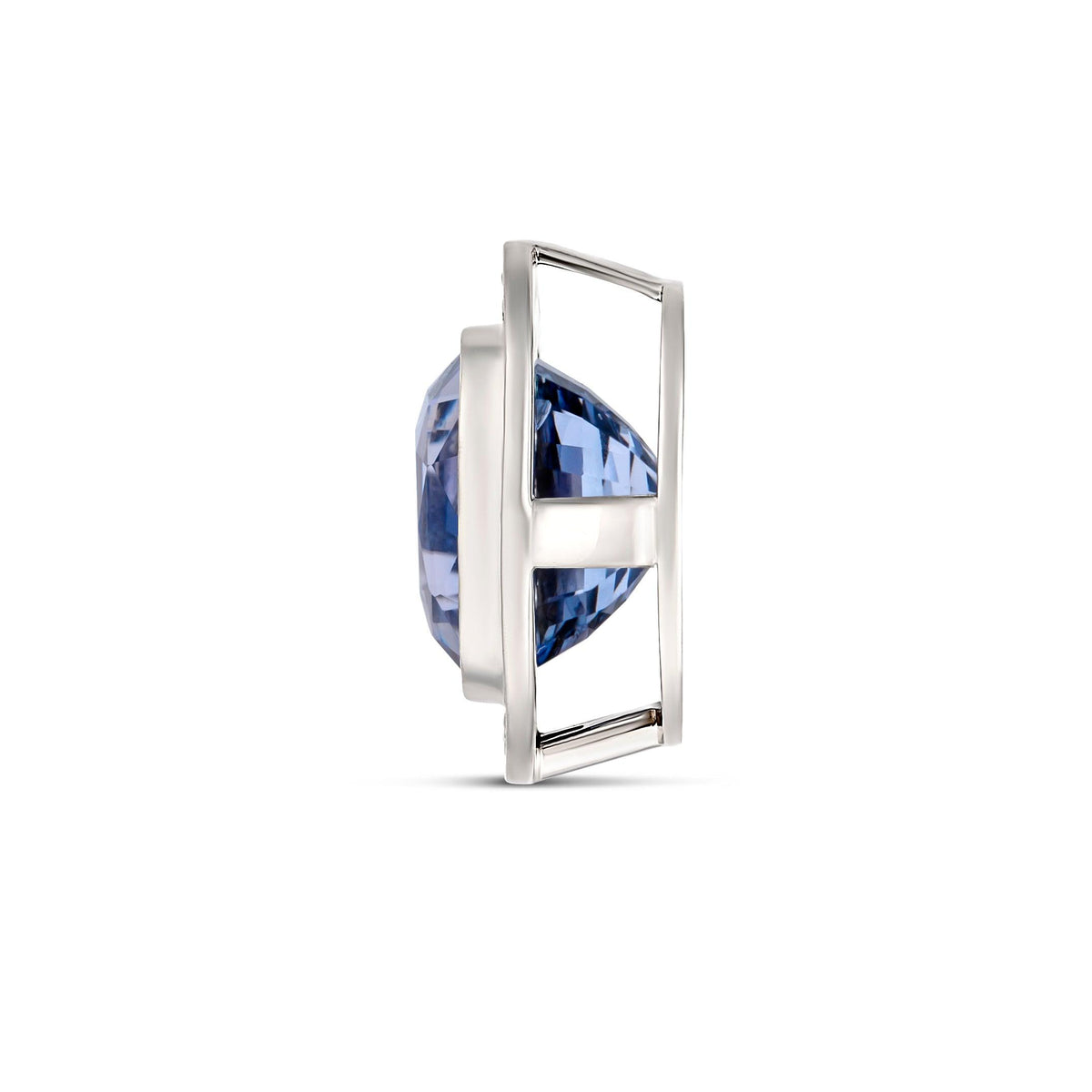 Large Ceylon Blue Sapphire Cushion Diamond Halo White Gold Pendant