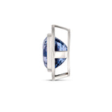 Large Ceylon Blue Sapphire Cushion Diamond Halo White Gold Pendant