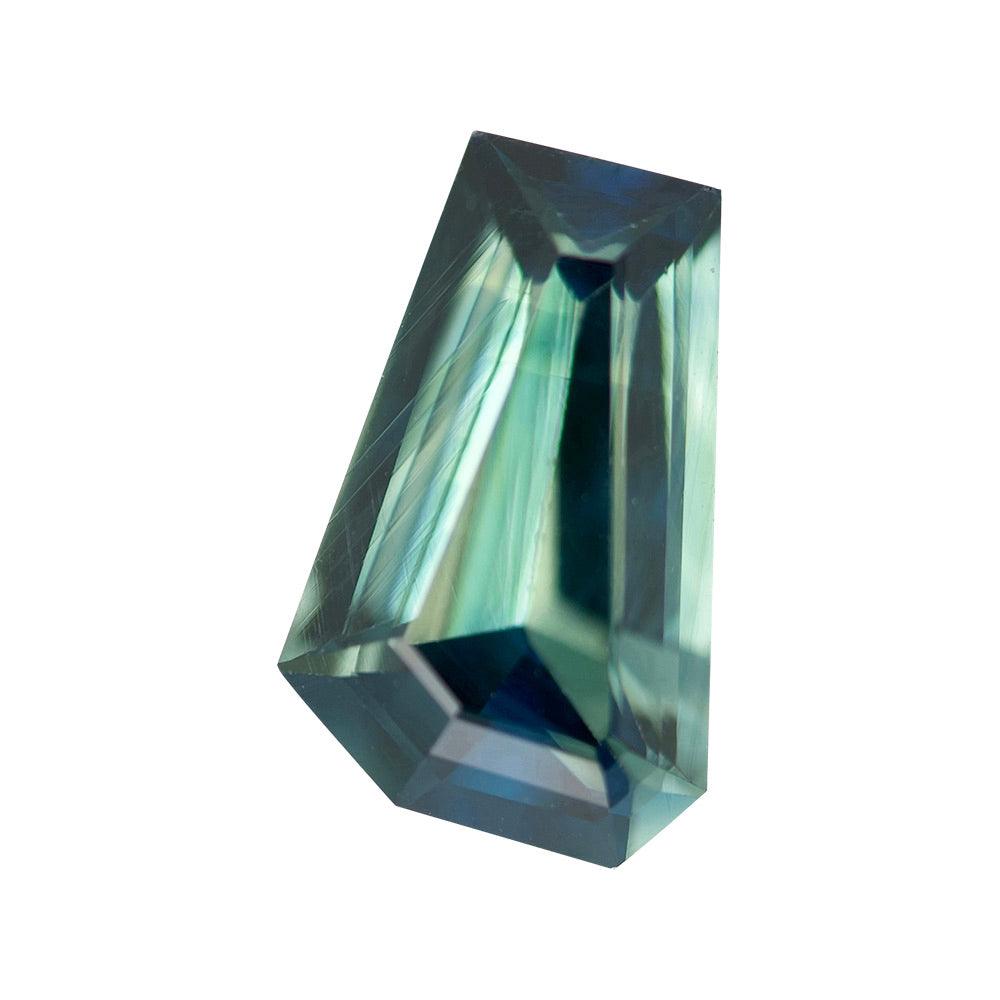 bluish green sapphire fancy step cut madagascar 1.11ct
