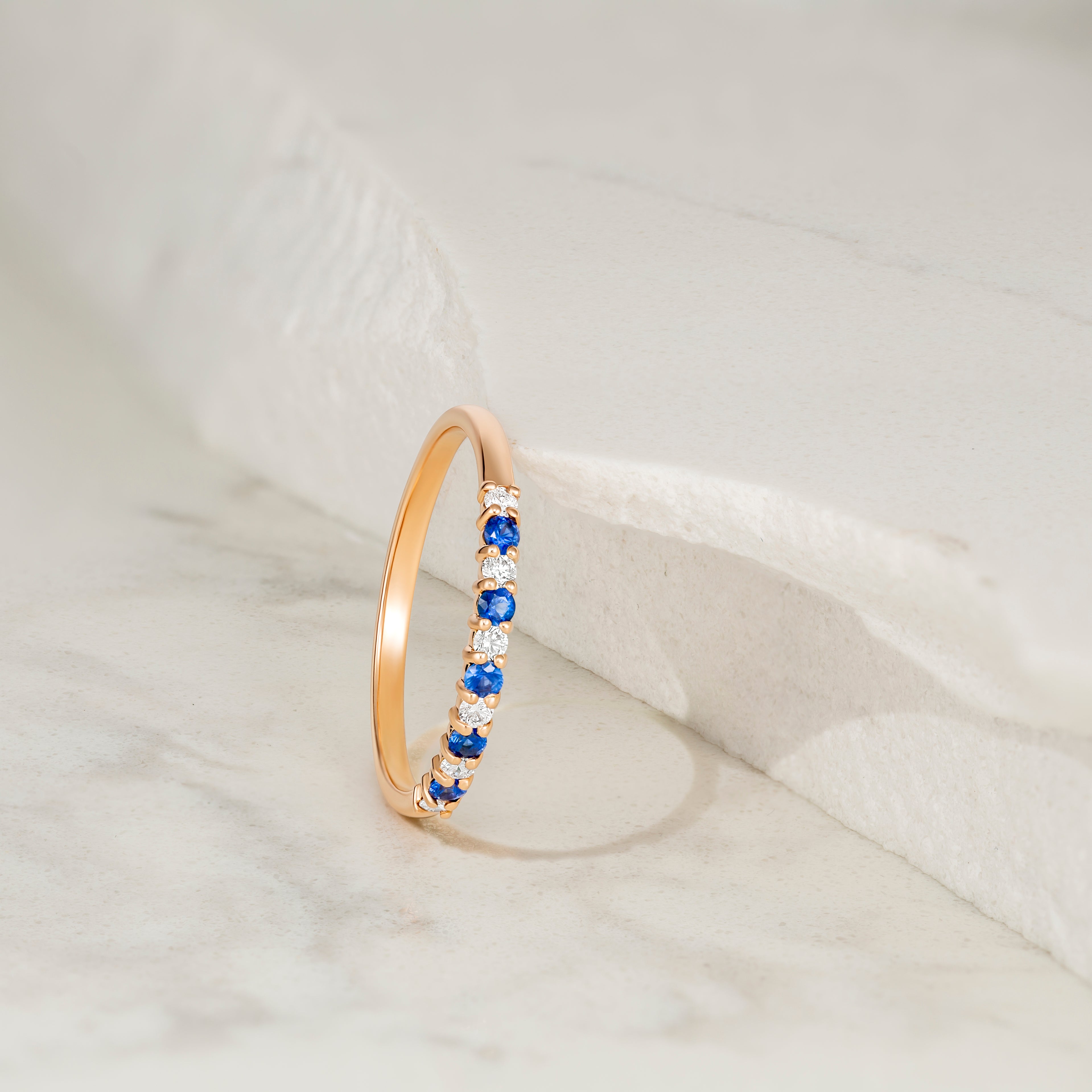 Blue Sapphire Diamond Wedding Band